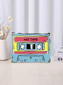 1个复古磁带造型化妆包 - 80年代怀旧设计，印有磁带图案和“人生苦短，及时行乐”字样，方便的拉链设计，适合旅行、露营、健身，男女通用便携式化妆包 - 彩色 - 查看 4