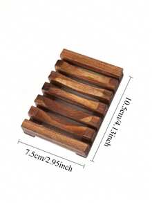 1pc Wooden Soap Dish, Hawaiian Style Bathroom Accessory, Handmade Natural Wooden Soap Dish, Rectangular Wooden Soap Tray Shower Drain Rack, Can Hold Soap, Sponge And Other Items - Multicolor - View 9