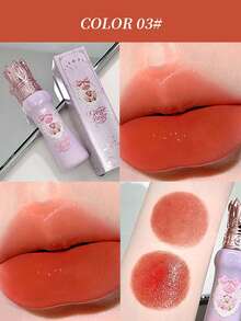 Gege Bear 1pc Soft Matte Velvet Long-Lasting Non-Fading Cute Bear Velvet Matte Lip Cream, Natural Color, Versatile Nude Lip Gloss Cosmetic - Nhiều màu - Xem 7
