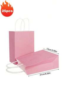 5/10个装 中号粉色/棕色牛皮纸袋，生日礼物袋，可重复使用礼品袋，派对回礼袋，婚礼礼物袋，情人节礼物袋，母亲节礼物袋，圣诞节礼物袋，新年礼物袋，斋月礼物袋 - 彩色 - 查看 23