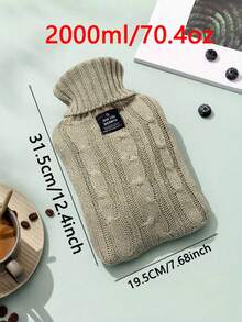 1pc 1000ml/2000ml Pink Khaki Smoke Gray Knitted Hot Water Bag With Water Injection For Foot And Stomach Warming And Hot Compress - Multicolor - View 13