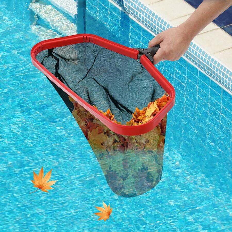 Professional Pool Skimmer Net, 18.9x14.96 Inch Heavy Duty Aluminum Frame. Fine Mesh Leaf Rake With Push Button Lock. Deep Net Swimming Pool Cleaner. Fits 1.26 Inch Telescopic Pole. Ergonomic ABS Handle. - Multicolor - View 1
