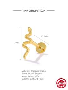 1 chiếc khuyên tai tam giác dẹt bằng bạc Sterling 925, khuyên tai sụn, thích hợp để đeo hàng ngày, dự đám cưới, tiệc tùng, lễ đính hôn, trang sức cao cấp mạ vàng 18K. - Vàng - Xem 5