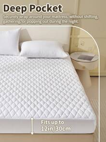 1件绗缝床笠，床上用品，床垫保护套，床罩，白色菱形床罩，床单，舒适家纺，透气防起球床垫保护套，卧室装饰，装饰床罩，适用于卧室宿舍，适合所有尺寸的床 - 单人床、双人床、大号床、特大号床，四季皆宜，可机洗，不含枕头和枕套，房间装饰 - 白色 - 查看 4