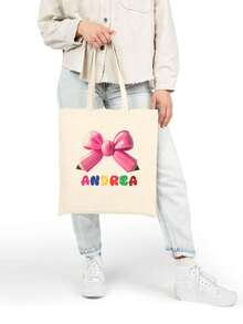 Túi tote thiết kế theo yêu cầu với nơ, chất liệu vải canvas, thích hợp làm quà sinh nhật, quà kỷ niệm, quà cưới, quà ngày lễ, quà cho phù dâu, quà tựu trường, quà tốt nghiệp. - Nhiều màu - Xem 3