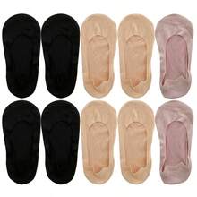 女士夏季硅胶防滑隐形薄冰丝船袜柔软透气休闲弹力低帮踝袜 - 彩色 - 查看 14