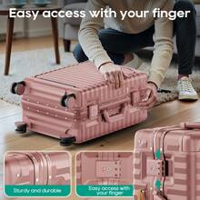 Joyway 20 Inch Carry On Luggage With Front Laptop Compartment Wide Handle Metal Corners Cup Holder Side Hook 360 Silent Spinner Wheels TSA Lock Airline Approved Hardshell Suitcase Travel Essentials Durable For Men Women Vacation Business Large Capacity Travel Accessories - 乾枯玫瑰色 - 查看 8