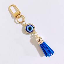 1pc Evil Eye Keychain, Blue Eye Tassel Pendant Bag Charm Wallet Accessory, Party Favor Gift - Royal Blue - View 6