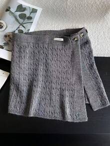 1pc Multi-Functional Shawl Chic Brown Black Cable-Knit Button-Accent Shawl Wrap All Season Winter Fall Warm Daily Life Evening Party Travel Gift Accessories - Multicolor - View 5