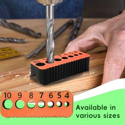 1个塑料钻孔导向器，简易便携式可重复使用钻孔导向工具，木工公制精密钻孔导向器，带4-10mm刻度和中心定位功能，兼容4-10mm钻头，适用于木工和家具组装中的精密钻孔，手动孔定位器