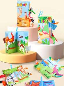 适合幼儿的动物尾巴布书，带发声纸，感官学习玩具，适合1岁以上宝宝，柔软的布书玩具，送给男宝宝和女宝宝的礼物 - 彩色 - 查看 11