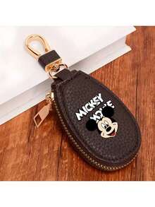 1pc Disney Licensed Mickey Mouse Key Holder Wallet, Zippered Key Case For Home & Car Keys Organization, Spacious & Minimalist Design - Multicolor - View 12