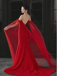 Soft Chiffon Bridal Shawl, Detachable Casual Accessory To Cover Arms, White - A - View 10