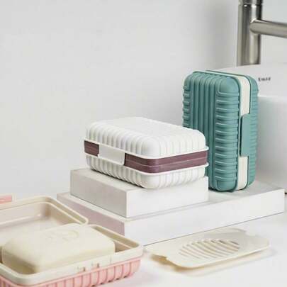 1 Pc Travel Soap Dishes With Soap Bags, Portable Soap Boxes, Leakproof Soap Dish, Bathroom Soap Tray For Camping, Outdoors, Gym, Bathroom