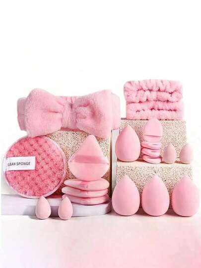 20 Stück Make-up Pinsel Set, beinhaltet Gesichtsreinigungstools, Reise-Kit mit Make-up Schwämmen und Reinigungspads