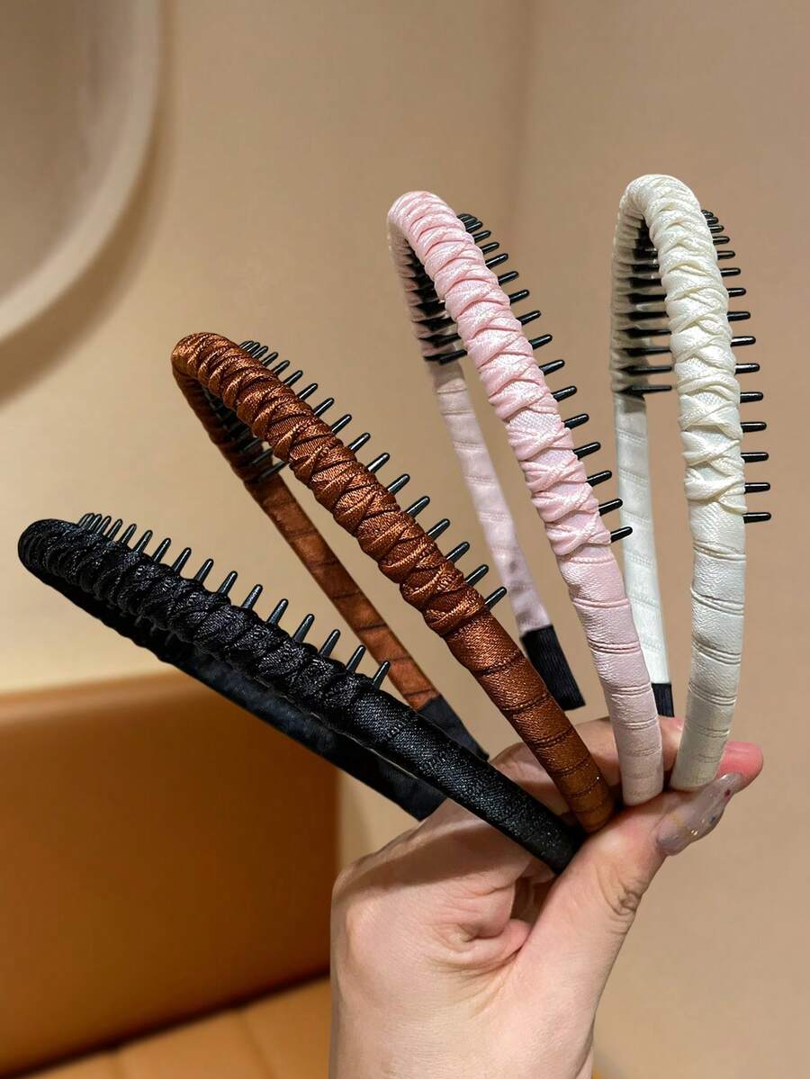 Conjunto de 4 pentes de cabelo femininos básicos antiderrapantes, design minimalista, duráveis e antiderrapantes, ideais para o dia a dia, festas, feriados, aniversários e outras ocasiões sociais. Ótima opção de presente para acessórios de cabelo. - Multicolorido - Ver 1