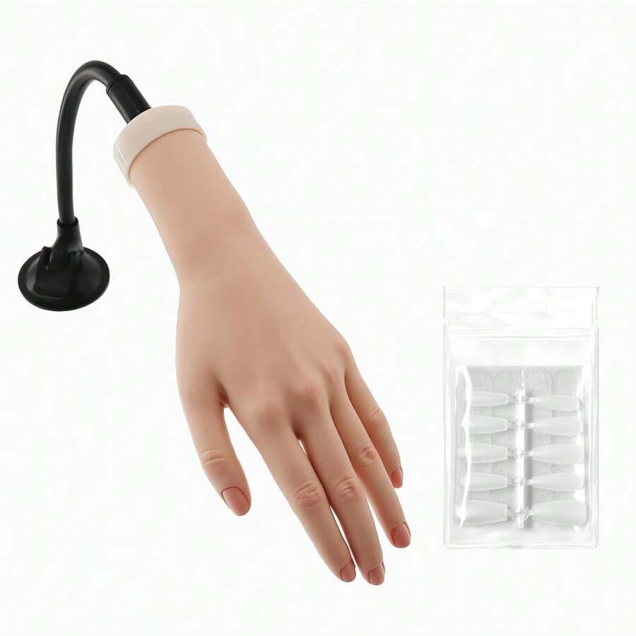 Practice Hand For Acrylic Nails With Stand Bracke,Left Practice Hand For Acrylic Nails With Holder, Flexible Bendable Fake Hand Manicure Nail Practice Hand,Nail Supplies,Nail Kit,Nail Stuff,Nail Tech Supplies,Nail Brush,Nail Tools,Nail Tech Essentials - mặc định - Xem 1