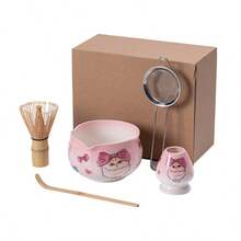 1pc/5pcs Flower Bud Gradient Cat Matcha Tea Set, Includes Matcha Bowl, Matcha Whisk, Matcha Cup, Stirrer, Tea Spoon, Tea Bowl Set, Matcha Preparation Tools, Dessert & Beverage Making Tools, Japanese Gift Box, Matsukane Matcha Stirring Set, Gift For Matcha Lovers - Multicolor - View 5