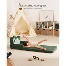 Sofá blissful Diary para niños sofá plegable 2 en 1 cómodo sofá convertible para tumbona muebles para niños para sala de juegos regalo para cumpleaños día del niño dinosaurio verde - Verde oscuro - Ver 4