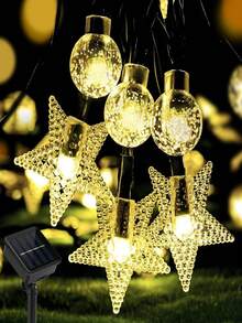 1 Stück Solargarten-Lichterkette, 20/50/100 LEDs Solarkristall-Bubbelkugel-Sternenlicht, wasserdicht für den Außenbereich mit 8 Modi, Lichterkette für Hochzeit, Geburtstag, Party, Camping, Garten, Halloween, Weihnachtsbaum, Gartenbaum (Warmweiß, Mehrfarbig) - Dunkelgrün - Übersicht 7