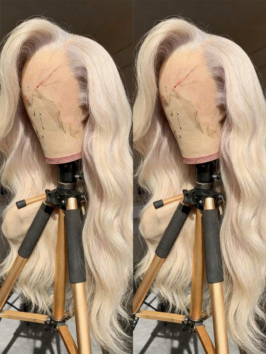 Loose Wave Lace Front Wig Human Hair With Baby Hair 200% Density Lace Frontal Glueless Wigs For Women Platinum White Human Hair Wig 13x4 Lace Closure Wig Body Wave Pre Plucked HD Transparent Lace Front Human Hair Wig - white - 查看 1