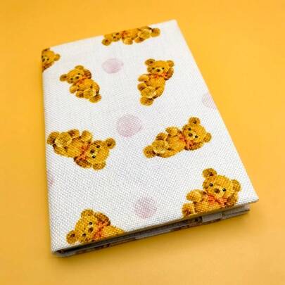1pc Handmade Cute Bear Fabric Book Cover, Planner Book Sleeve, Gift For Book Lovers And Couples