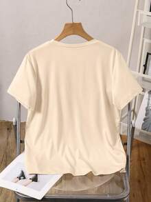 两件套女童碎花短袖上衣和喇叭裤舒适休闲夏季套装 - 杏色 - 查看 5