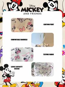 Disney 1 Pc Official Licensed Mickey Mouse Storage Bag Foldable Shopping Bag High-Capacity Tote Bag Drawstring Shoulder Bag Lightweight Handbag Official Licensed - Verifiable For Lady/Girls/Women Perfect For Daily/Shopping/Going Out - Multicolor - View 12