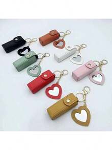 1pc Leather Lipstick Holder With Heart-Shaped Mirror, Women Makeup Keychain.Heart-Shaped Mirror Decor Red Packet, Multi-Color Women Makeup Bag, Heart-Shaped Bag Decor Fashion Keychain Pendant, Wallet, Handbag, Bag Accessories, Cosmetic Bag, Cosmetic Bag, Cosmetic Bag, Cosmetic Bag, Cosmetic Storage Bag, Travel, Cosmetic Pouch, Bag, Vanity, Cosmetic Pouch, Travel Essentials, Cosmetic Bag, Travel Essentials, Vanity Accessories, Small Cosmetic Bag, Cosmetic Pouch - Nhiều màu - Xem 1
