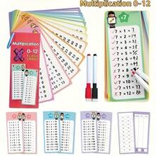 15张可重复使用的乘法闪卡，1-12的乘法口诀练习卡，学生学习工具，教师教学辅助工具，圣诞礼物 - 白色 - 查看 5