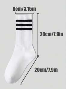 6 Pairs Colorful Vertical Striped Mid-Calf Socks, Autumn/Winter - Multicolor - View 5