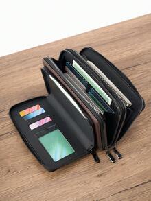 HOVI'S Classic Solid Color Retro Clutch Bag, Minimalist Business Large Capacity Lightweight Waterproof Daily Commute Phone Bag For Men, Valentine Day - Brown - View 7