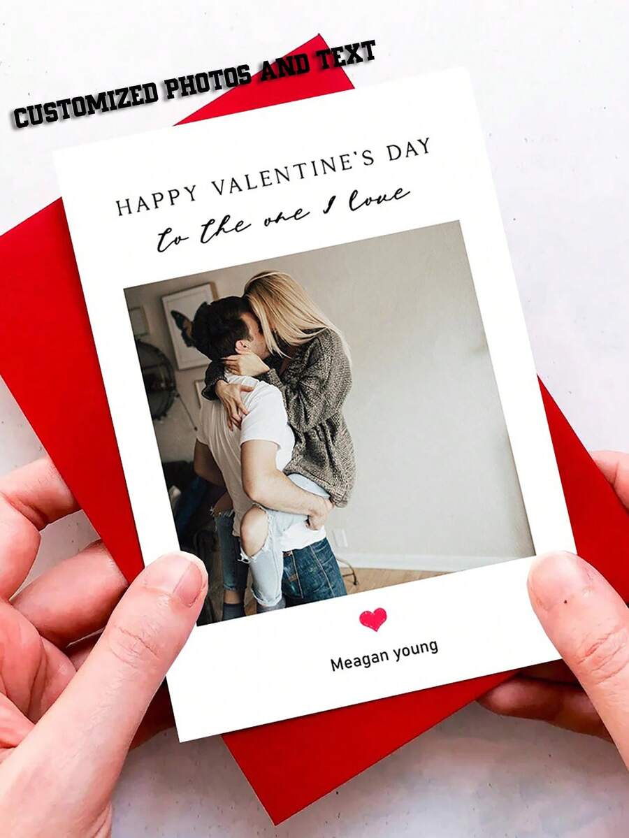 Customizable Valentine's Day Cards With Envelopes, Featuring Personalized Photos And Greetings For Boyfriends And Girlfriends, Romantic Paper Valentine's Day Themed Cards (Including Envelope) - Multicolor 3 - View 1