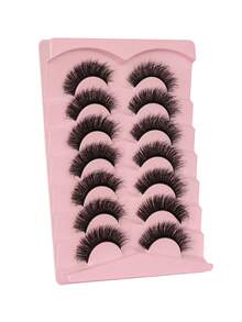7 Pairs Natural Curly False Eyelashes, Women's Faux Mink Cartoon Style Cat Eye False Eyelashes, Makeup Tools - Black - View 5