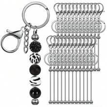 1/3/6/12/24/36 Beaded Keychain Strips, Zinc Alloy Blank Beaded Keychain DIY Accessory Set, Suitable For Pendant/ Jewelry/ Gift Making - One Size - View 8