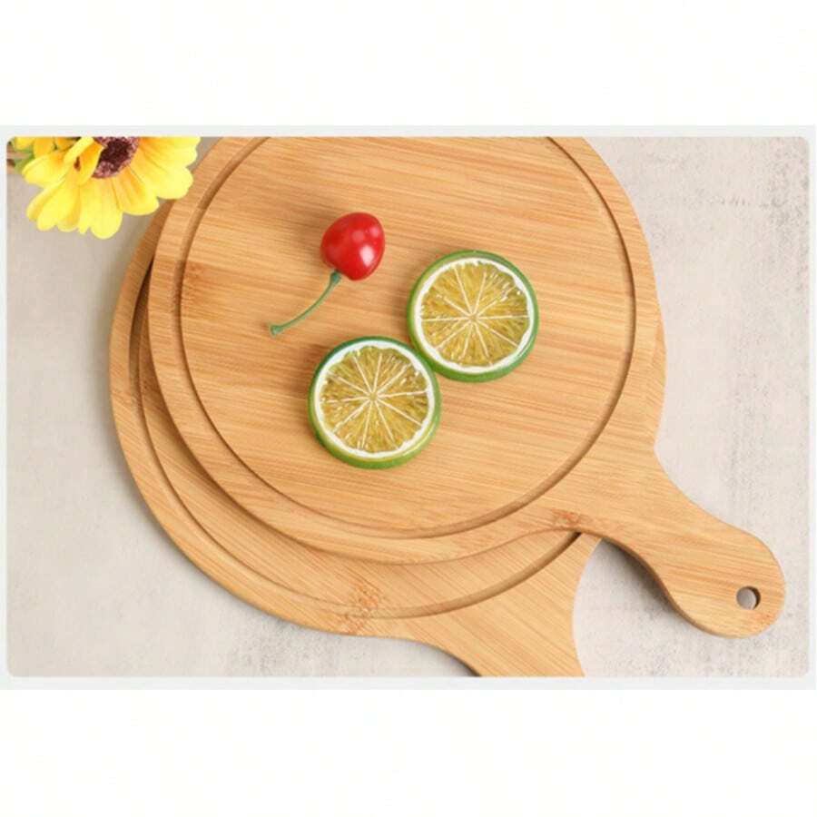 Pizza Pans With Handles, Heat-Resistant Pizza Pans, Round Handle Trays, Pizza Pans With Handles In Various Sizes, Wooden Round Pizza Pans. - Random Color - View 1