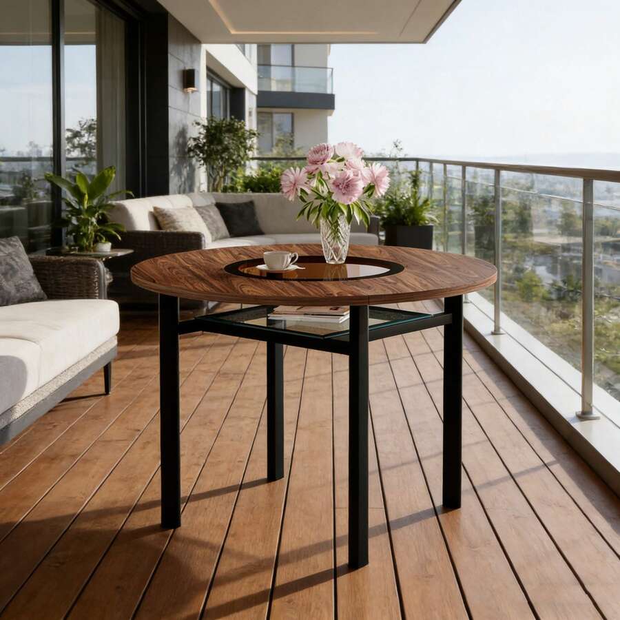Coffee Tables - Brown+Black + Glass+Metal + MDF - View 1
