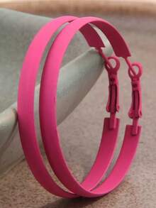 1 Pair Fashionable Glossy Neon Color Hoop Earrings, Suitable For Women's Daily Wear - One Size - View 9