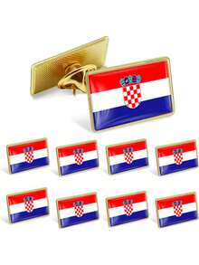 8件套 各国国旗金属方形徽章胸针配件