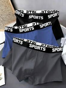 3条装男士舒适弹力透气平角内裤，时尚男士内裤 - 彩色 - 查看 2