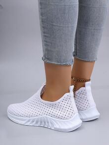STEPREACH New Women Casual Sneakers, Mesh Breathable Comfortable Lightweight Non-Slip Slip-On Driving Shoes - White - View 5