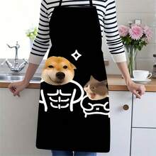 1PC Funny Animal And Cute Pet Pattern Printed Apron For Household Kitchen Cooking, Baking, And Barbecue, Suitable For Both Men And Women, Unique And Cool Cooking Accessory, Perfect For Cooking, Baking, And Backyard BBQ - Multicolor - View 11