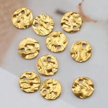 10pcs 8-12mm Gold Stainless Steel Round Embossed Pendants, For DIY Necklace Bracelet Earring Jewelry Making - Pendants - View 9