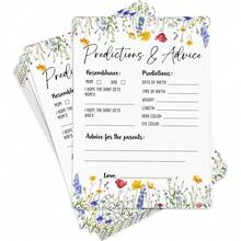 Wildflowers Theme BabyShower Game Cards Predictions & Advice Game Cards - BabyShower Funny Activity Unisex Gender Reveal Supplies - Multicolor - View 3