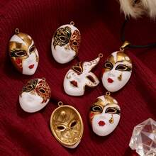 1个面膜水滴邪眼不锈钢吊坠珐琅配件DIY女士珠宝项链制作连接器 - 金黃色 - 查看 1