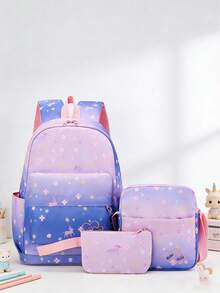 3pcs/Set Girls Backpack Set, Kids School Bag With Lunch Box, Elementary Student Outdoor Backpack - Multicolor - View 3