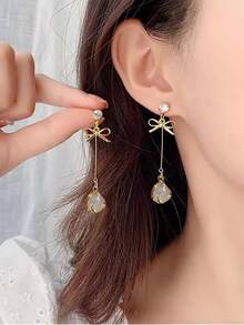 一对蝴蝶猫眼石耳环，优雅时尚的女士耳环 - 彩色 - 查看 3