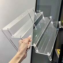 1个亚克力可爱迷你人偶展示盒，梯形迷你人偶展示柜，迷你人偶收纳展示架，透明小摆件展示架，多层展示架，适用于摆放人偶、香水、化妆品、可爱毛绒玩具等，适合卧室、书房、节日派对、婚礼装饰和展示。 - 無色 - View 4