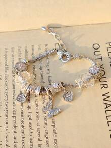 Vòng tay bướm cổ điển phong cách kỳ nghỉ hè Vòng tay tự làm hoa anh đào hồng Vòng tay trái tim cổ điển - Vàng - Xem 7