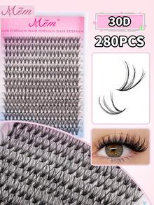 644/280/224 Pieces 300pcs Fluffy Eyelash Clusters, 30D/40D/50D/60D/70D/80D/90D/100D Individual Lashes, Thick Cluster Eyelash Extensions, D Curl Lash Clusters, Individual Lashes, 10-18mm Fine Cluster Lashes, Suitable For Travel, Daily Wear (Beginner Friendly), Wedding, Date, Party, Holiday And More, Great For Christmas/Halloween/Gift Giving - 黑色 - 查看 13